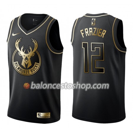 Camiseta Hombre NBA Milwaukee Bucks Tim Frazier 12 Nike Negro Golden Edition Swingman